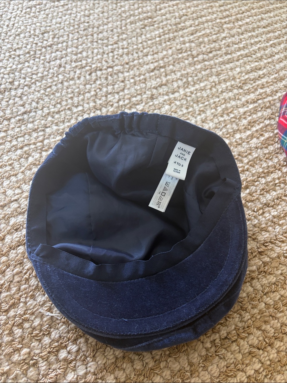 Janie and Jack Navy Velvet Kids Hat